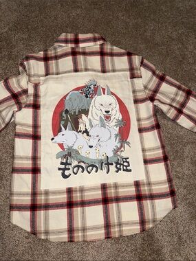 Studio Ghibli Princess Mononoke San Flannel Button Down Her Universe XS - NWT